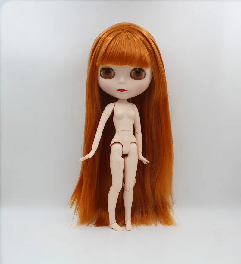 

Blygirl,Blyth doll,Dark orange bangs straight hair, 1/6 nude doll, 19 joints, new face shell doll, can make up for her