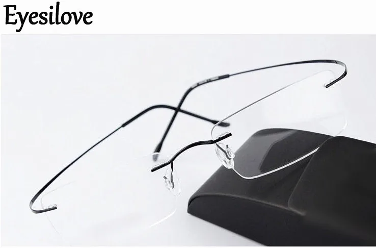 Rimless titanium Optical frame fashion women men ultra-light eyewear glasses Frame for Myopia eyeglasses go with cases