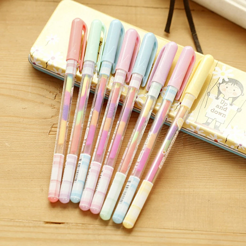 8 Pcs/Lot Kawaii Colored Ink Gel Pen Cute Watercolor Marker Water Chalk Pens for Photo Album Scrapbook Decor School Supplies