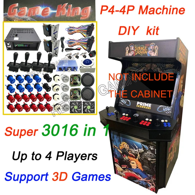 Game King 3016 in 1 arcade box with jamma cable Happ joystick button coin selector full kit for DIY 4 players arcade cabinet