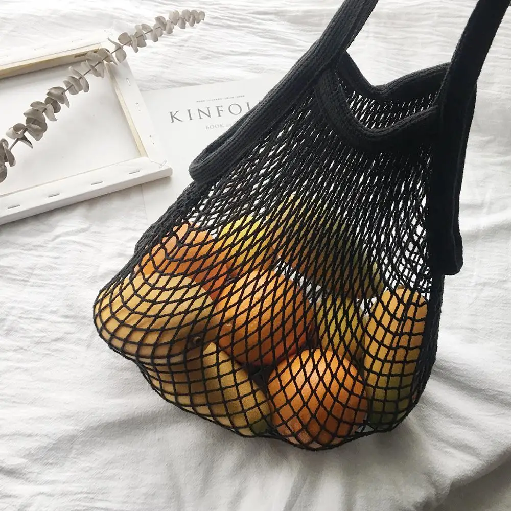 New Mesh String Shopping Bag Fashion Net Bag Reusable Fruit Storage Handbag Totes Women Shopping Mesh Bag Shopper Shoulder Bags