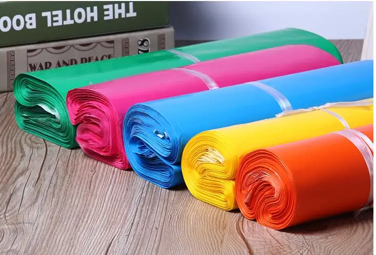 100pcs Colored Adhesive Plastic Express Poly Postal Shipping Mailing Bags Plastic Envelope Bag Courier Storage Bags Stationery