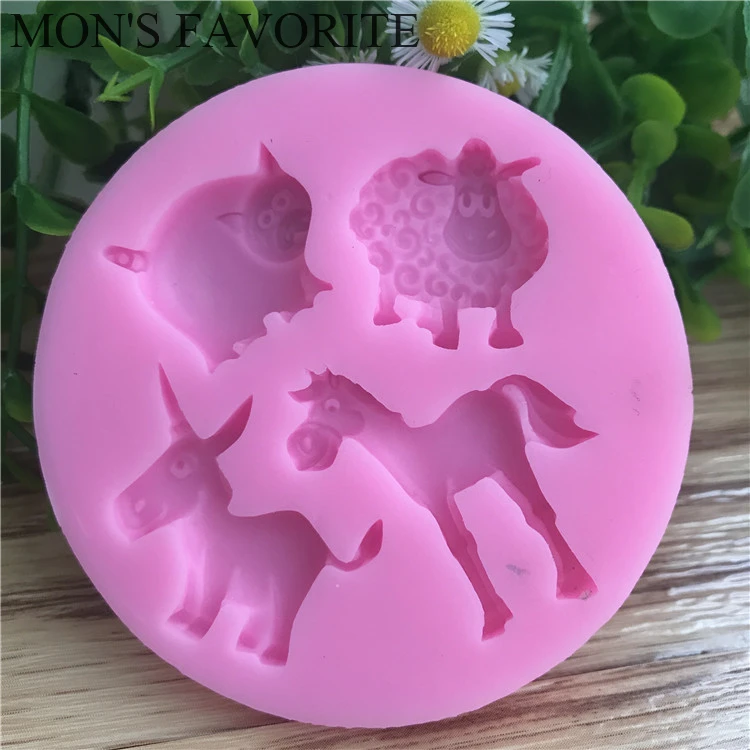 Farm Animal Horse Sheep Donkey  Fondant Decorating Tools Silicone Bakeware