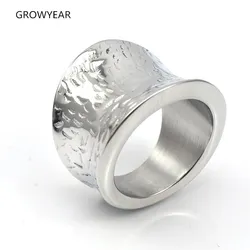 Edge Curled Engraved Silver Color Finger Rings Jewelry Women Stainless Steel Party Ring Band Size 7 8 9 10 6