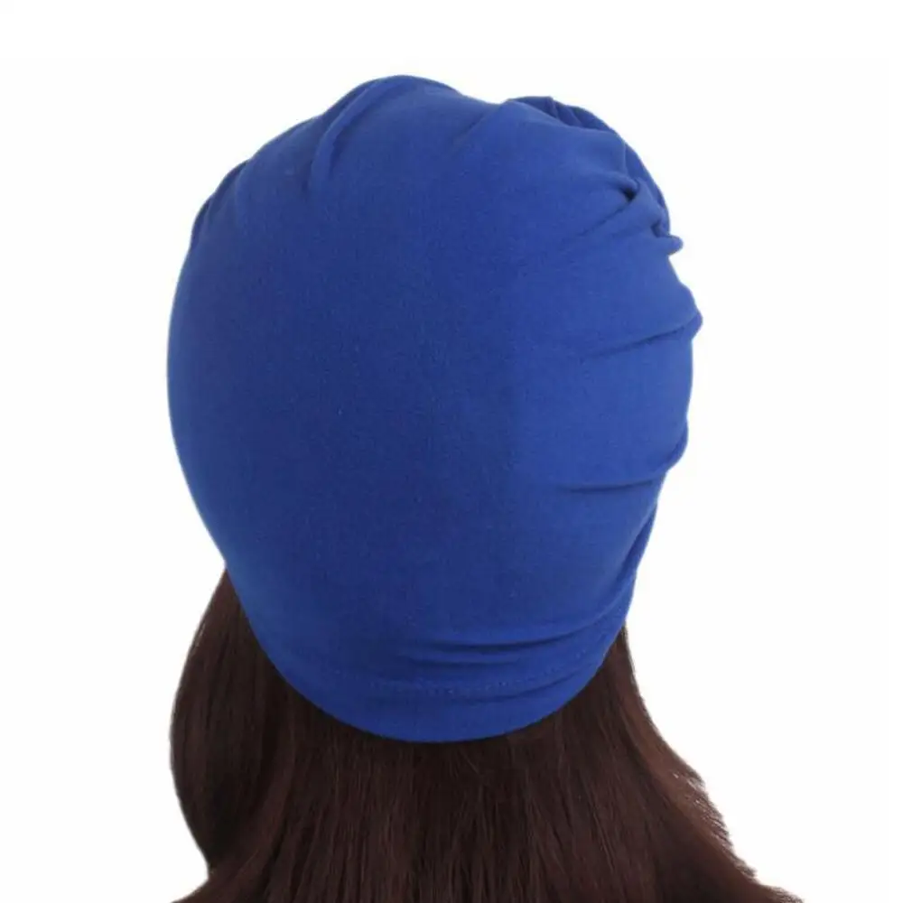 Bonnet indien avec nœud musulman pour femmes, Skullies plissées, islamique, arabe, chimio, Cancer, écharpe de tête élastique solide contre la perte de cheveux