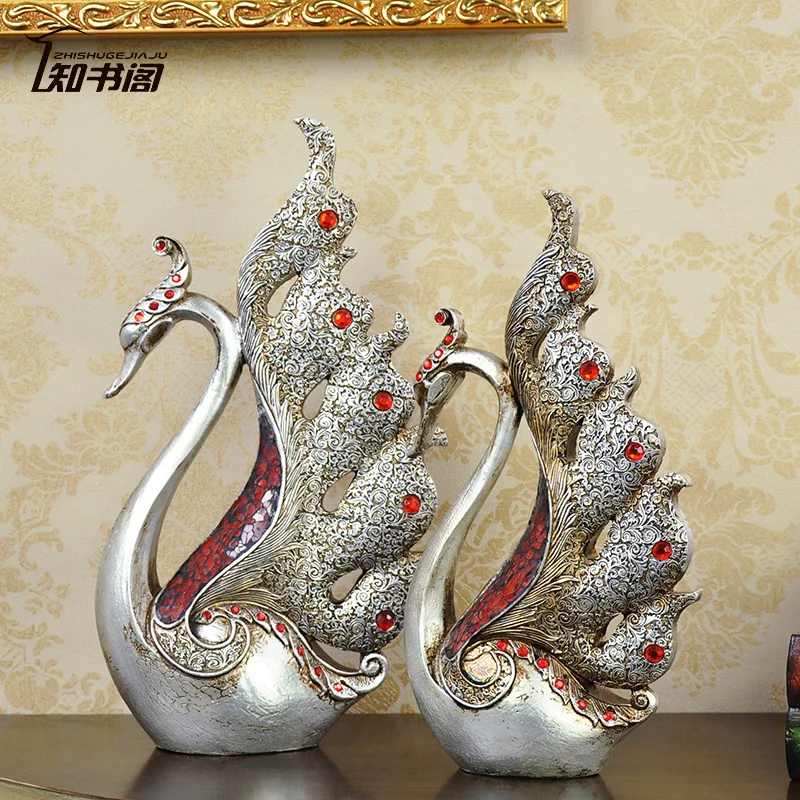 European Court notices retro couple swan ornaments resin crafts ornaments home decorations wedding gifts