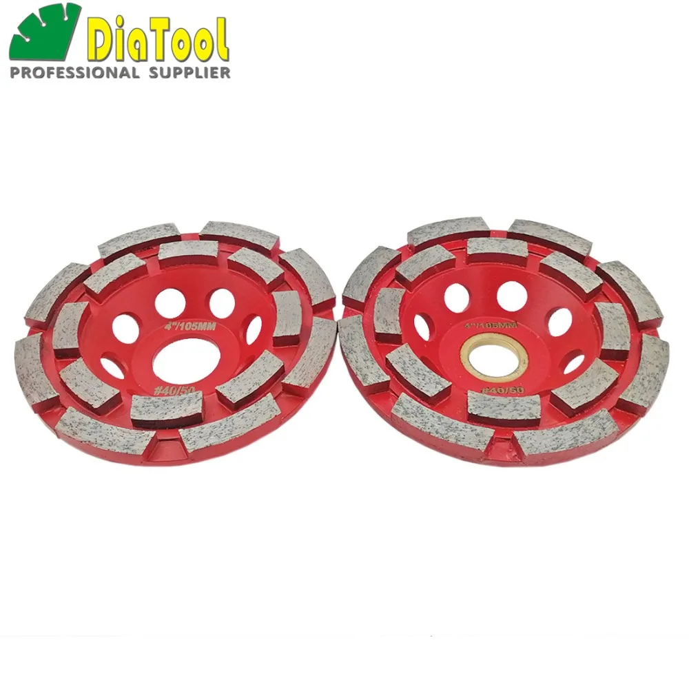 DIATOOL-Rueda de copa de doble fila de diamante, diámetro de 100mm, para Material abrasivo de hormigón, muela de 4 pulgadas, diámetro de 22,23mm
