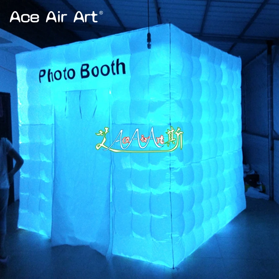 2.5x2.5x2.5m Colorful Led Lighting Cabinet Inflatable Photo Booth Photo Cube