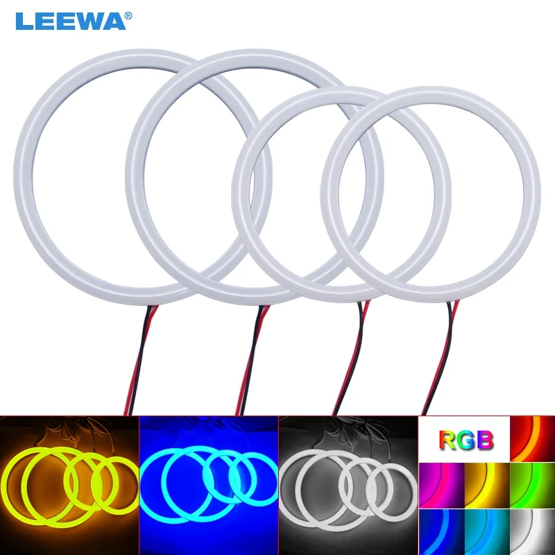 LEEWA 2X120mm 2X100mm Car Auto Halo Rings Cotton Lights SMD LED Angel Eyes for BMW E92 DRL White/Blue/Yellow/RGB #CA3975