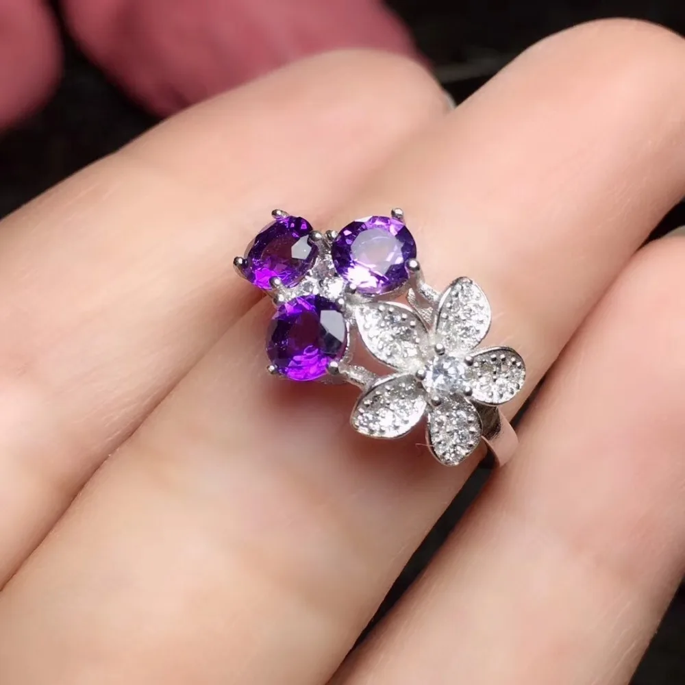 

Amethyst ring Free shipping Natural real amethyst 925 sterling silver Fine jewelry