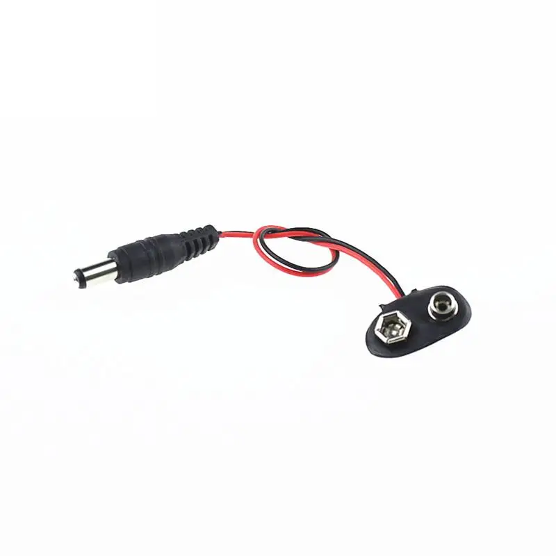 10CM DC 9V 5.5*2.1mm Battery Button Power Plug For Arduino T Shape