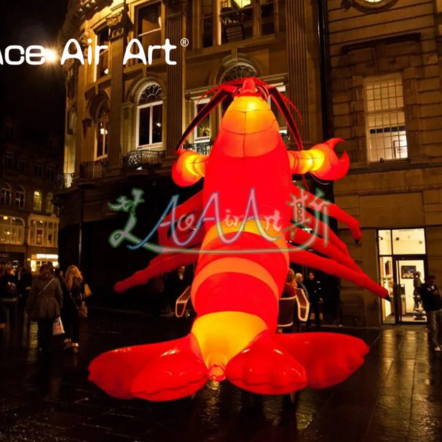 Colored Inflatable Lobster Model Vivid Inflatable Lobster Replica Air Model with Led Lights for Advertising