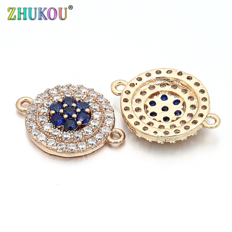 13mm Micro Pave CZ Round Circle Charms Connector for Diy Jewelry Findings, Hole: 1mm, Model: VS71