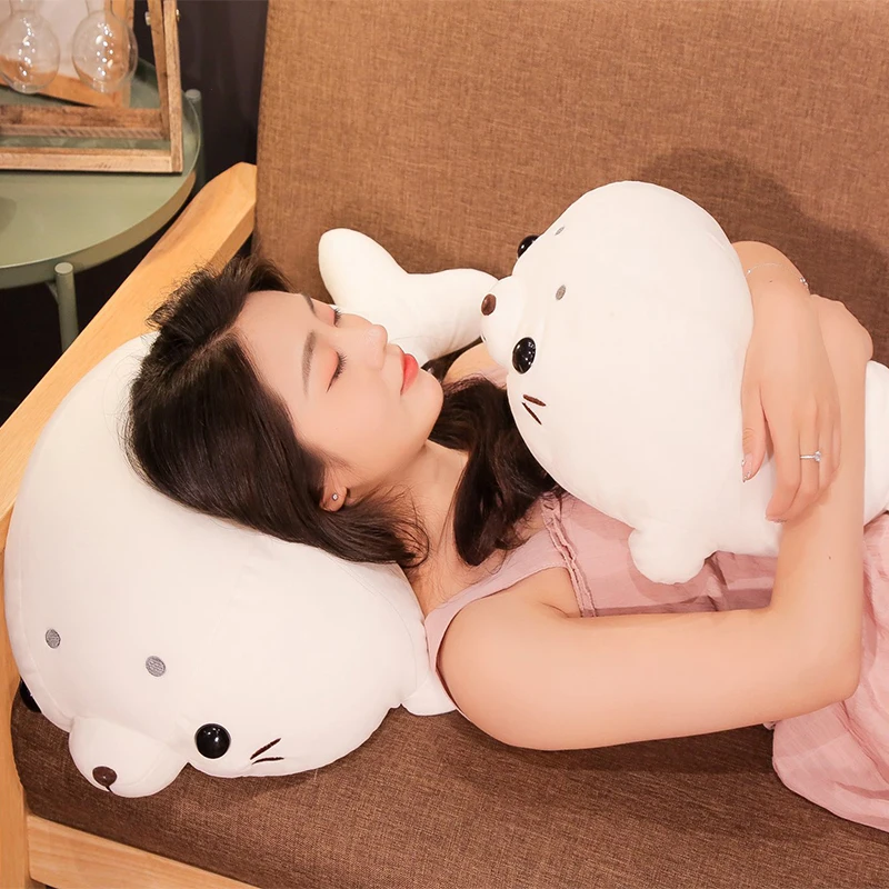 50/60CM Kawaii suave sello relleno Animal marino muñeco de peluche almohada lindo muñeco de León marino regalos de cumpleaños para niños y niñas