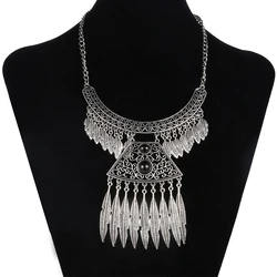 LOVBEAFAS Fashion Bohemian Maxi Collier Femme Necklace Choker Collares Statement Necklace Leaves Tassel Necklaces & Pendants