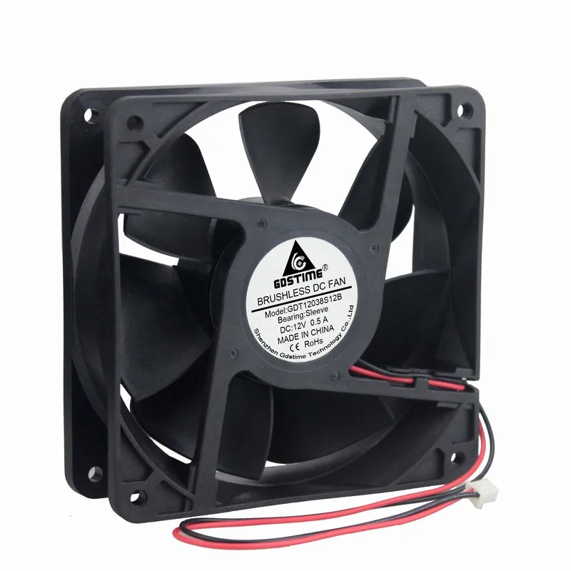 

1 Piece Gdstime 12cm PC Cooler Fan 12V 2Pin DC Brushless Cooling Fan 120mm x 38mm 12038s 120mm*120mm*38mm