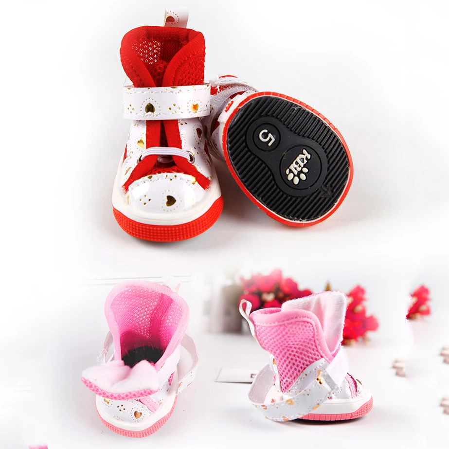 Shining Love Shoes For Dogs Of Small Breeds Summer Breathable Fashion Puppies Non-slip Pet Cats Boots Accessories 4PCS/lot