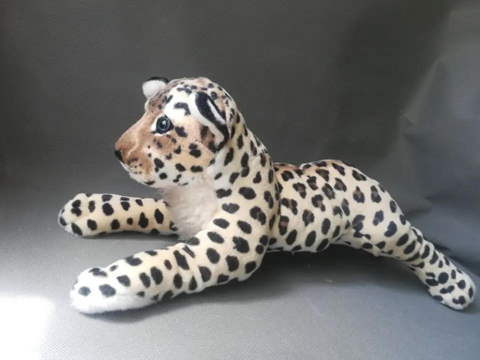 about 42cm real life toy lying leopard plush toy soft doll toy birthday gift h2379