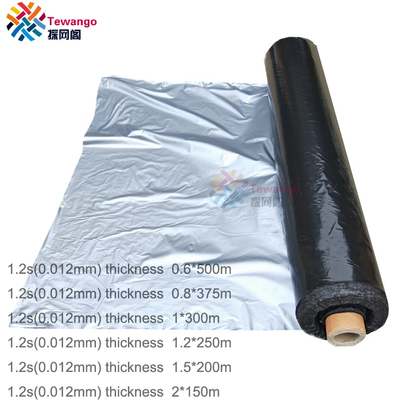 New Arrival 0.02mm Width 1M Agriculture Silver Black Plastic Mulch Greenhouse Keep Warm Organic Insect Control Ground Film