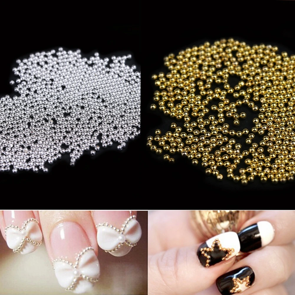 

Gold Silver Nickel Mini Caviar Metal Beads 10g Nail Art Charm Metallic Pearl Steel Ball Nail Art DIY Decorations