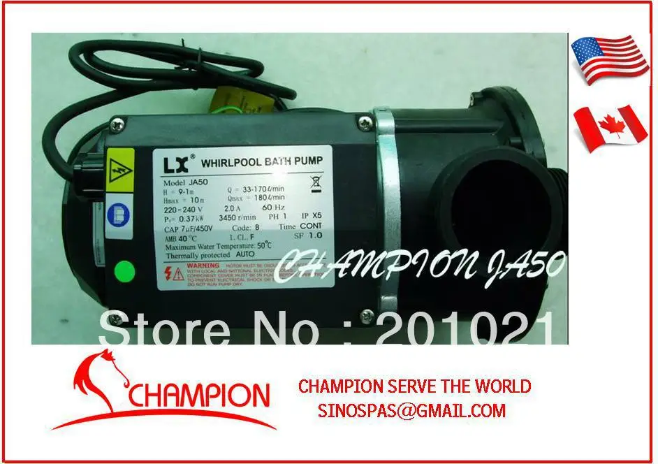 

LX JA50 220-240V 60HZ 0.5HP 370W 3450 r/min spa Circulation pump + 100% warranty To usa & canada only