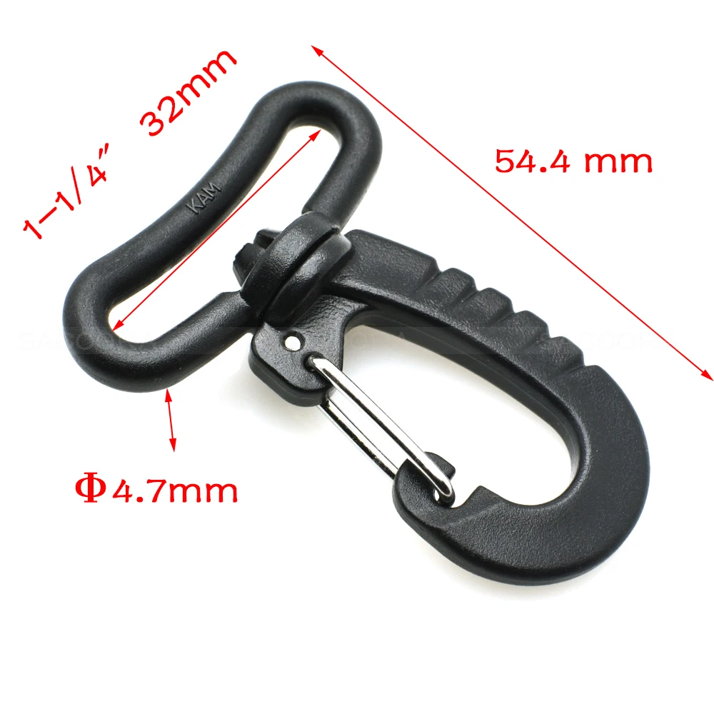 Black Color Plastic Swivel Snap Hook for Keychain Backpack Buckle Belt Strap Outdoor sports bag accessories