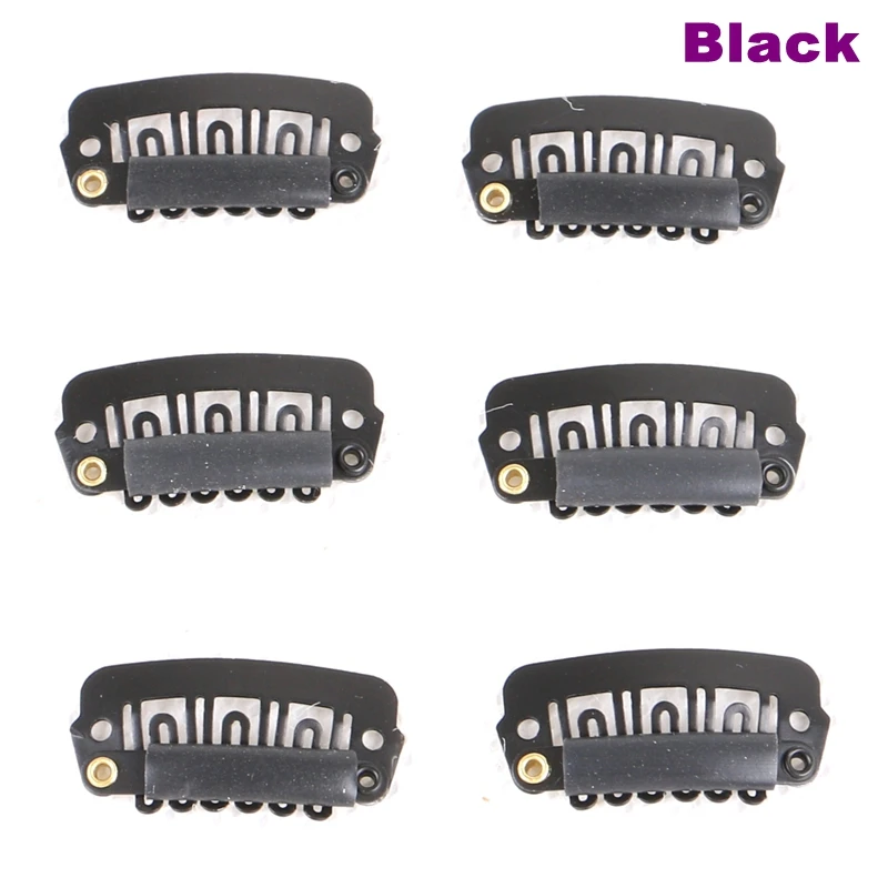 1000 pièces 2.3cm 6 dents en acier inoxydable clips pour extensions de cheveux-(noir, D brun, M brun, L brun, blond, argent)