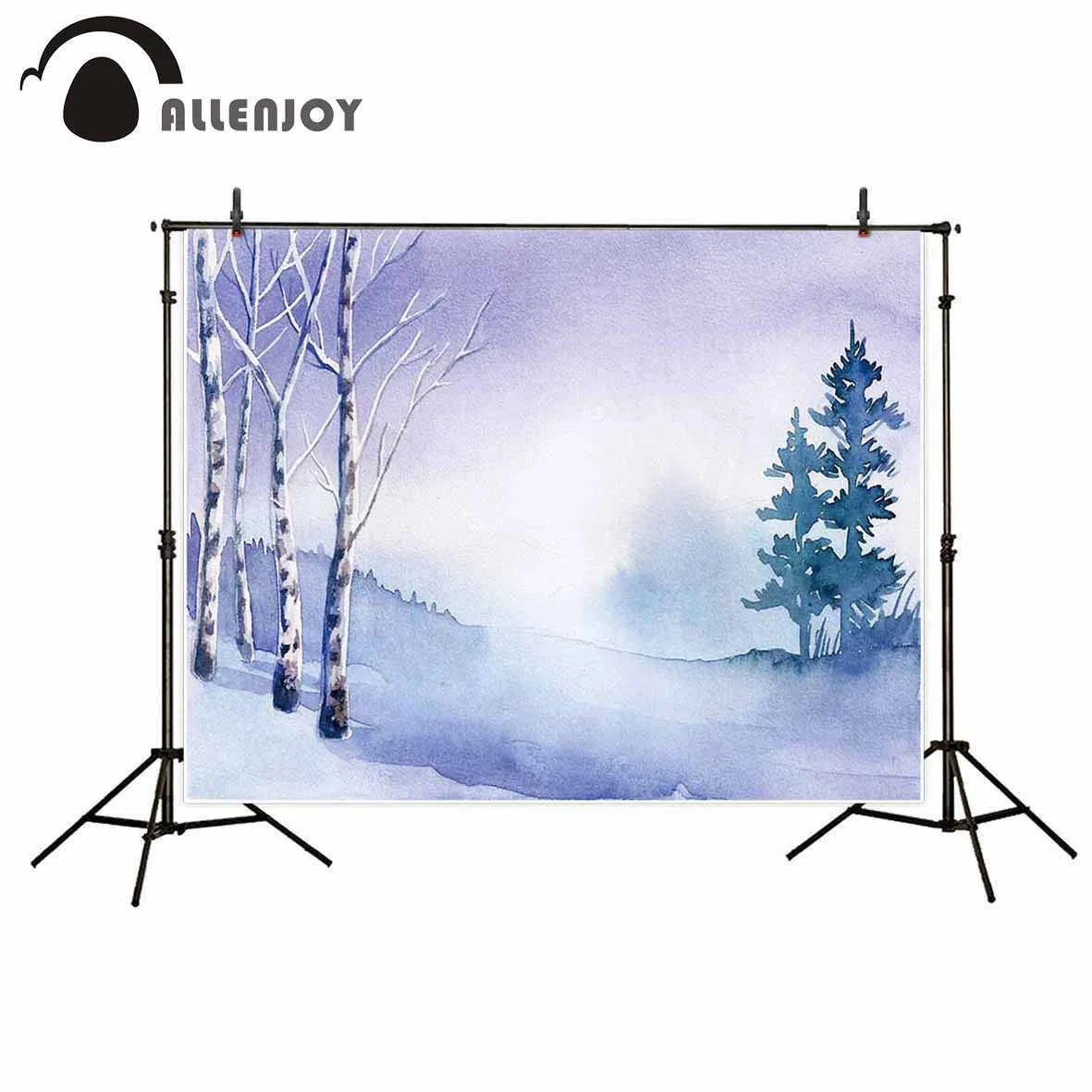 Allenjoy winter snow drawing gouache style backdrop for children tree forest photo background fund fond studio photo