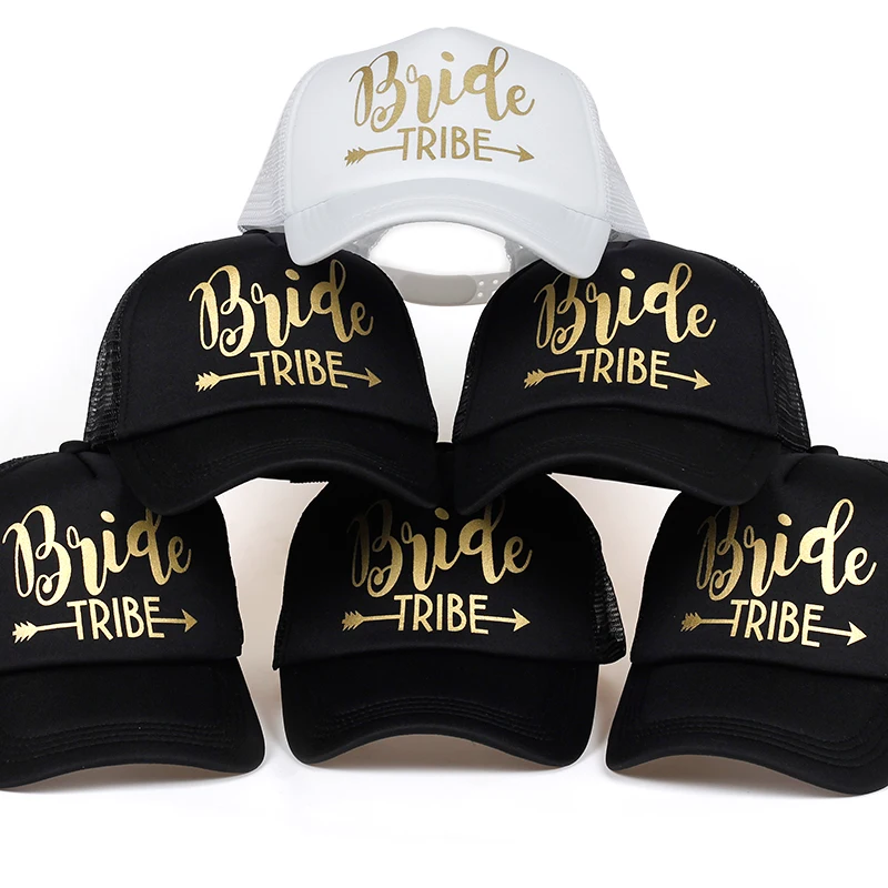 Z napisem Bride tribe wieczór panieński Snapback czapka typu trucker czapka drużyna panna młoda złote litery strzałka panna młoda być z napisem