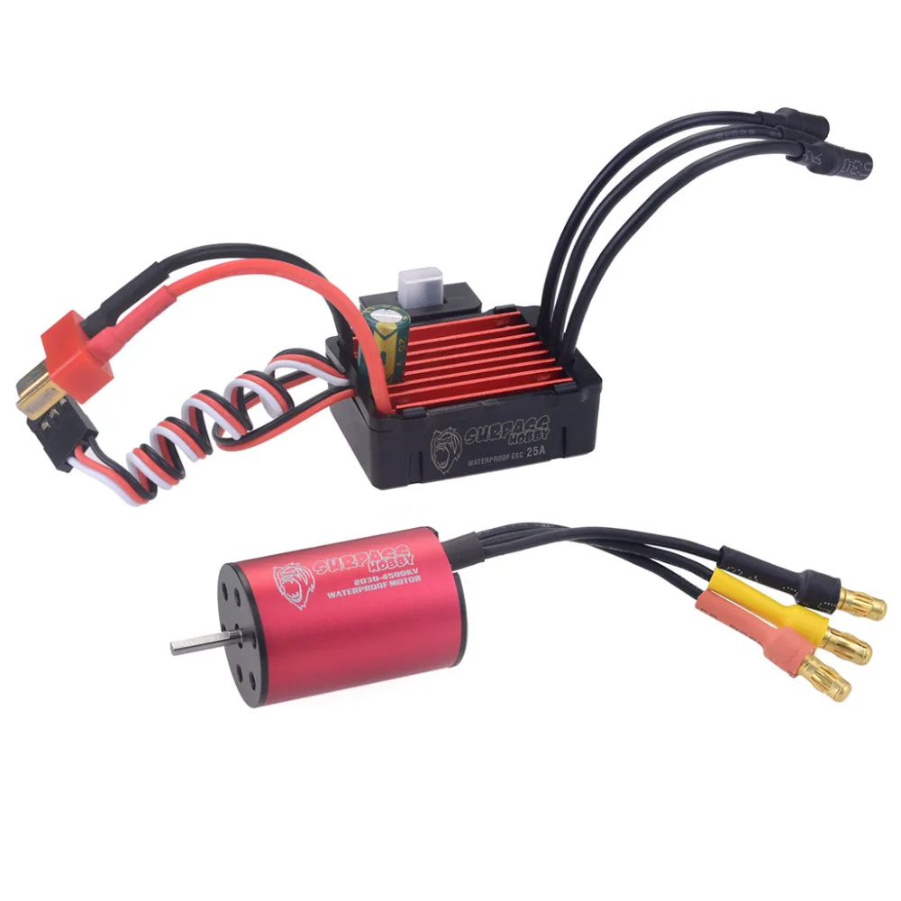 Surpass Hobby Brushless Speed Controller 25A ESC+2030 4500kv Motor Waterproof For 1/18 & 1/20 RC Car