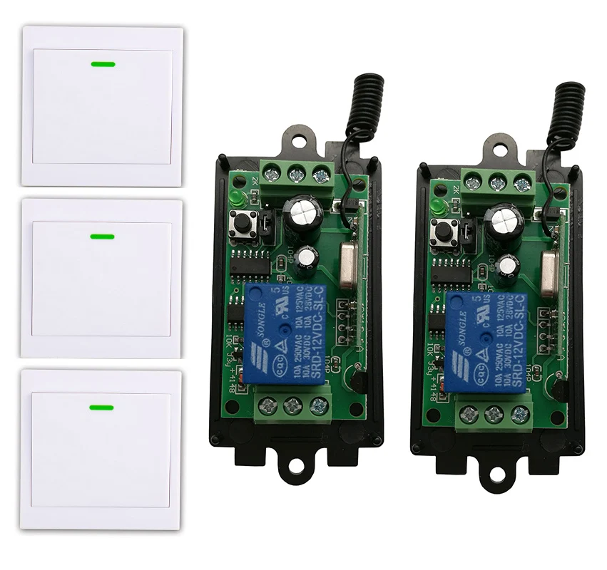 

DC 9V 12V 24V 1 CH 1CH RF Wireless Remote Switch Wireless Light Switch + Wireless Wall Panel Remote Control ,315/433.92 MHZ