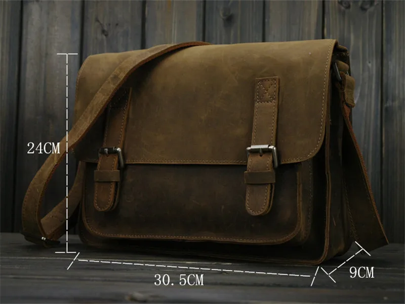 Imagem -02 - Bolsa de Ombro Vintage de Couro Louco Cavalo Bolsa Mensageiro Cruzada Masculina Bolsa de Lazer Genuína de Couro 2023