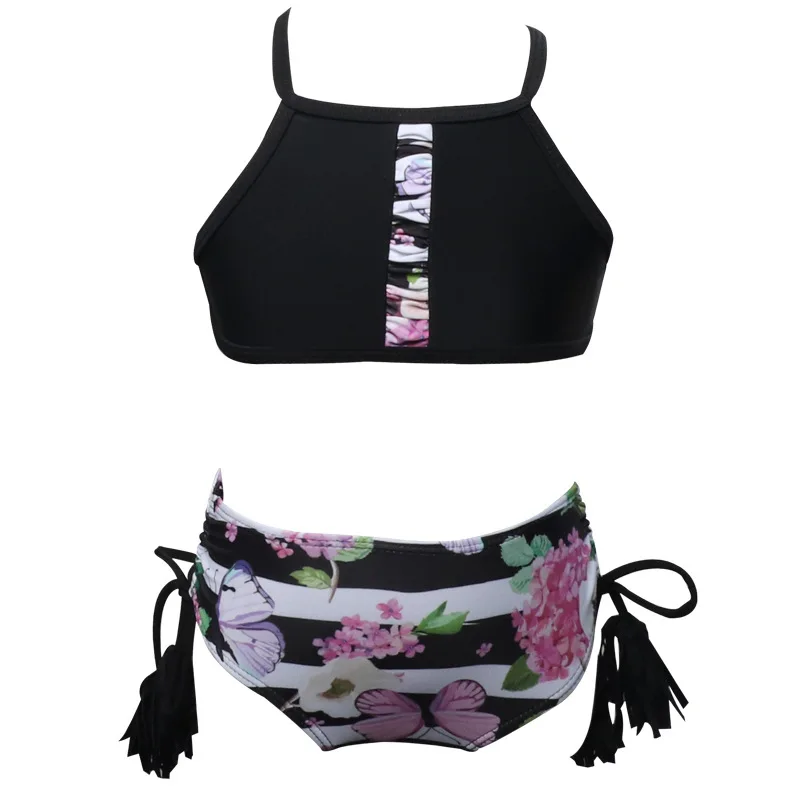 Mother Daughter Đồ Bơi với Băng Tua Mẹ Và Con Gái Bikinis Gia Đình Phù Hợp Với Floral Printed Mẹ và Cô Gái Đồ Tắm