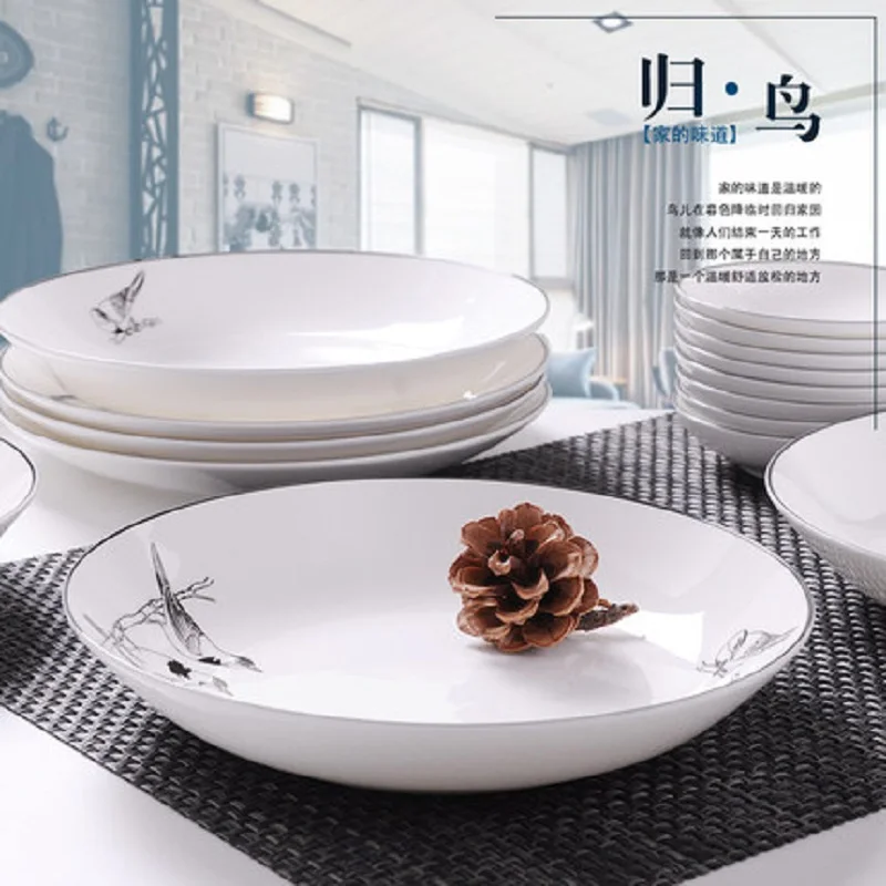 Bone China dish deep plate shallow dish creative European style steak plate porcelain bird bird microwave new h