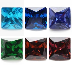 3x3mm~10x10mm Square Shape Cubic Zirconia Stone Green Deep Sea Blue Tanzanite Coffee Rhodolite Color 5A Loose CZ Synthetic Gems