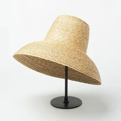 Chapeau de soleil en forme de lampe pour femme, grand bord large, chapeau de plage pour femme, chapeau de paille haut de gamme, protection UV, chapeau de voyage Derby, été, nouveau, populaire