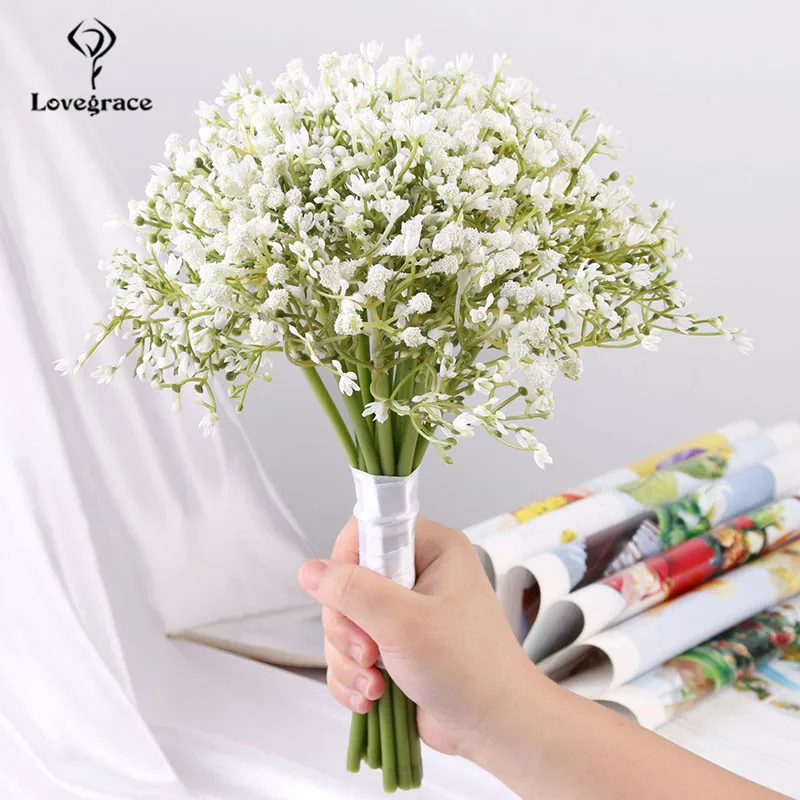 Lovegrace Wedding Bridesmaid Bridal Bouquets White Baby's Breath Wedding Flowers Bridal Bouquets Gypsophila Mariage Floral Decor