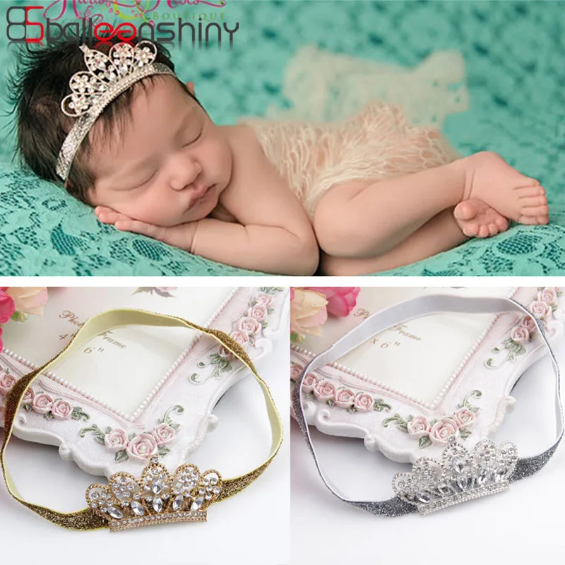 Balleenshiny Pérola Cristal Coroa, Headband infantil, Princesa Acessórios de Cabelo, Recém-nascido Fotografia Adereços, Bebê Meninas Headwear