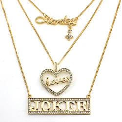 JINGLANG Punk Style Necklaces Women Fashion Simulated Rhinestone Multilayer Chain Gold Color Necklace Jewelry Valentine Gifts