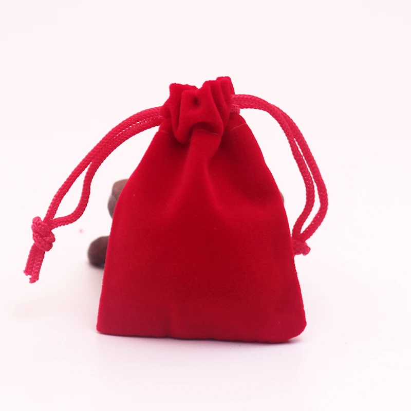 Hotsale 500pcs/lot 5x7cm Red Velvet Bag Mini Jewelry Bag Favor Charms Jewelry Packaging Bags Velvet Drawstring Pouch Gift Bag