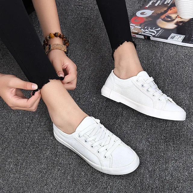 White Canvas Shoes Sports Tennis Women Shoes Autumn Flat Oxford Shoes Woman Female Wild Literary Shoes Students Sneakers Walking