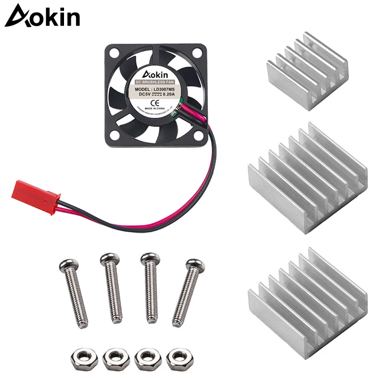 Pour Raspberry Pi 4 B Brushless Ventilateur De Refroidissement DC 5V avec 3 Pcs En Aluminium Dissipateurs pour Raspberry Pi 4B/3b, 2b, Pi Modèle