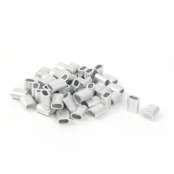 50Pcs 3mm Diameter Steel Wire Rope Aluminum Ferrules Sleeves Clip Fitting Cable Crimps 9 x 6mm Silver Tone