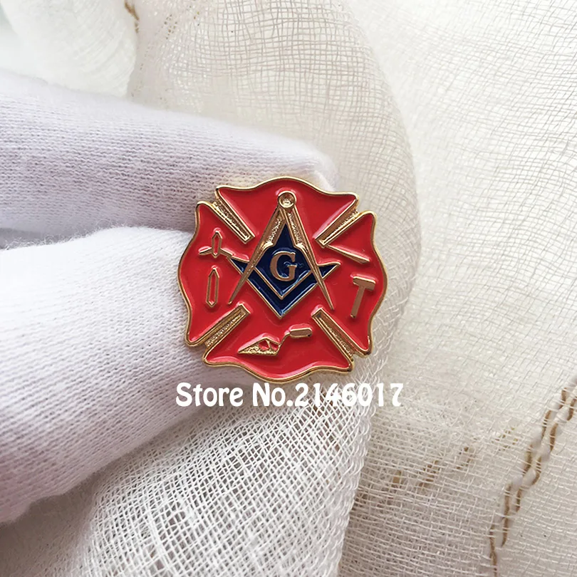 22mm Masonic Enamel Pins and Brooch Lodge Fireman Fire Service First Responder Lapel Pin Free Masons Metal Badge Freemason Craft