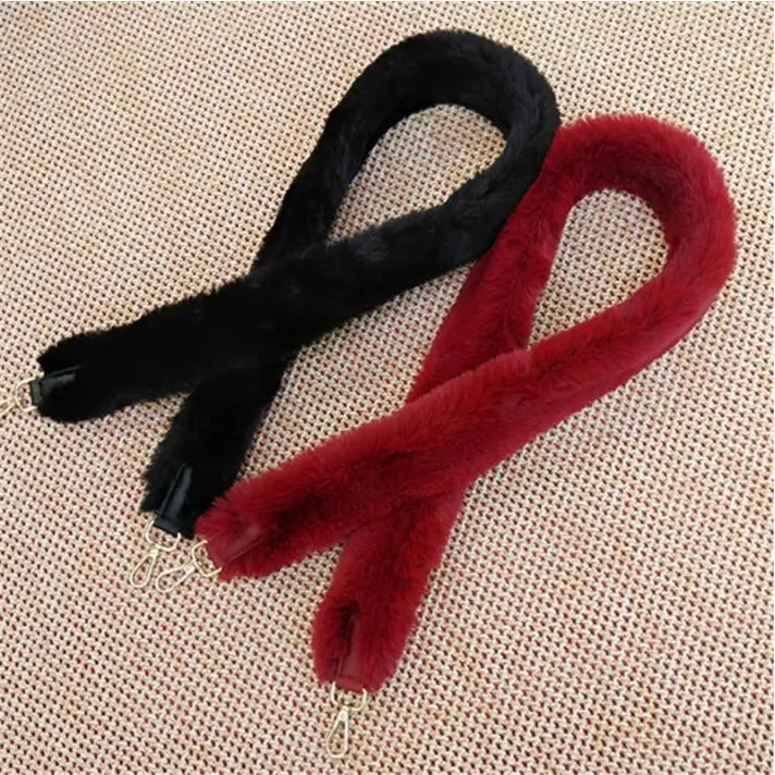 

105cm Bag Strap Gold Buckle Handbag Fuzzy Straps Fur Replacement Bag Belt Adjustable Handle for Women Shoulder Bags Accessories