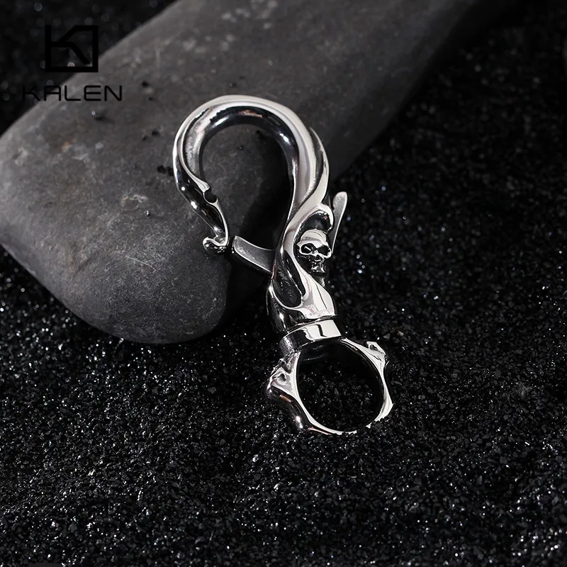 Kalen New Cool Men\'s Key Chains High Quality Stainless Steel Skull Pattern Key Chains Fashion Punk Biker Accessories Jewelry