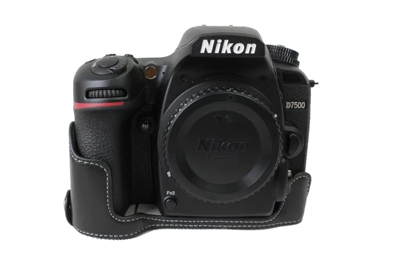 حافظة كاميرا من الجلد الطبيعي لنيكون D7500 ، حافظة كاميرا ، غطاء سفلي ، تصميم بطارية مفتوح ، جديد