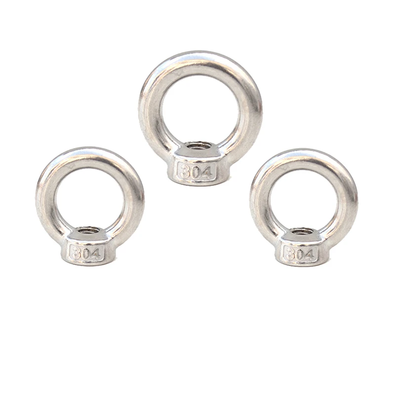

5-2pcs M3 M4 M5 M6 M8 M10 M12 Lifting Eye Nuts 304 stainless steel Ring Nut Cable Rope Eyenut
