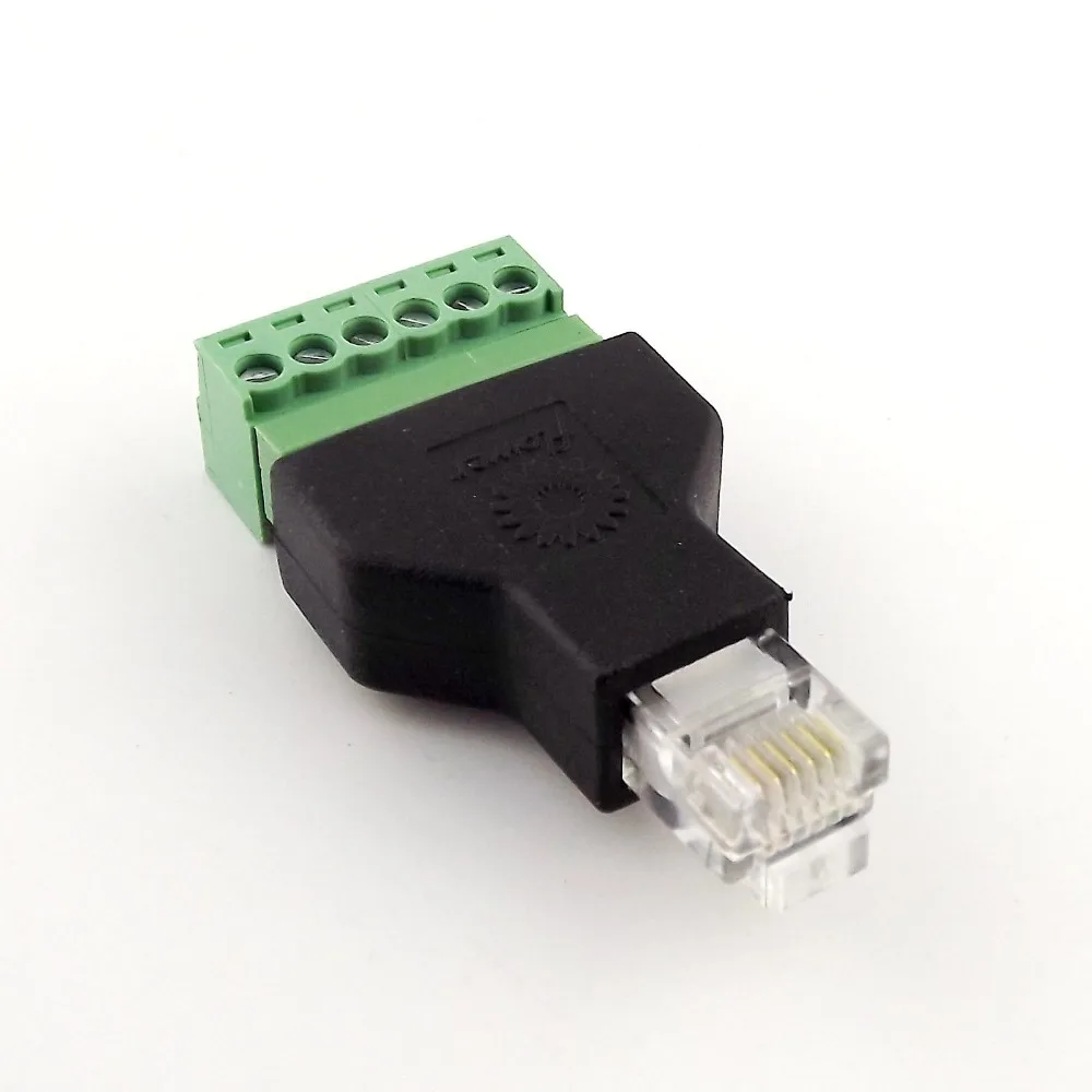 

1pcs Ethernet RJ12 6P6C Male Plug to Screw Terminal Block 6 Pin with Terminal Plug Splitter CCTV Adapter Connector