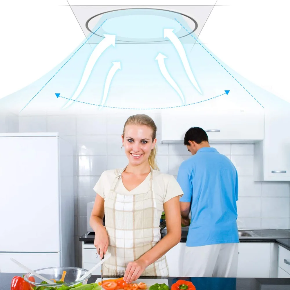 Hon&Guan 4\'\' Home Silent Exhaust Fan Kitchen Hood Ventilation for Bathroom Ceiling Window Wall Air Extractor with 4W LED Light